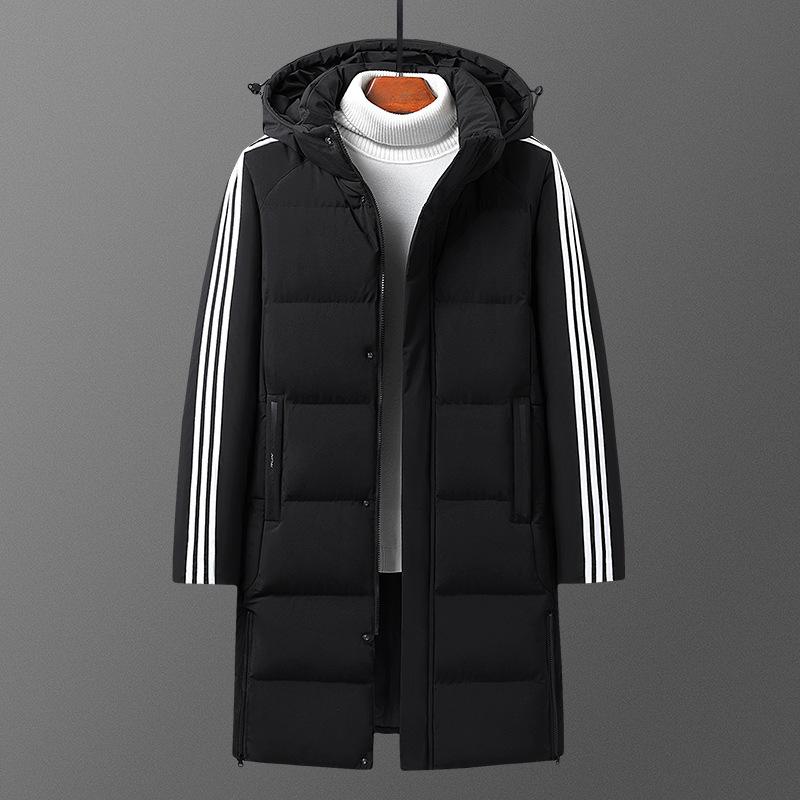 

Three bars, winter large size medium and long men s cotton-padded clothes, piled and thickened warm cotton-padded clothes S чорний