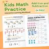 64 Seiten Additions- und Subtraktions-Mathe-Arbeitsbuch für Kinder | Interaktives Lern-Übungsbuch für Kindergarten & Homeschooling
