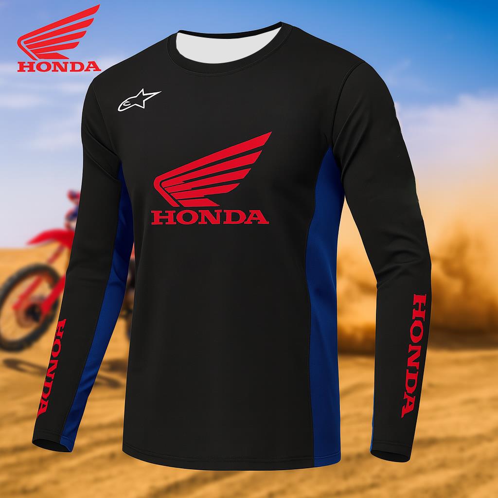 Honda 26 New Quick-Dry Men's Motorcycle Long Sleeve Breathable Riding T-Shirt Suitable for Off-Road Outdoor Riding