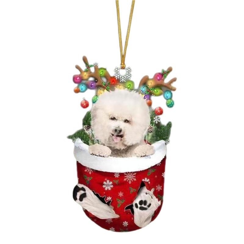 Festival Dog Hanging Charm Acrylic Dog Pendant Christmas Decoration Hanging Dog Ornament for Tree Adornment