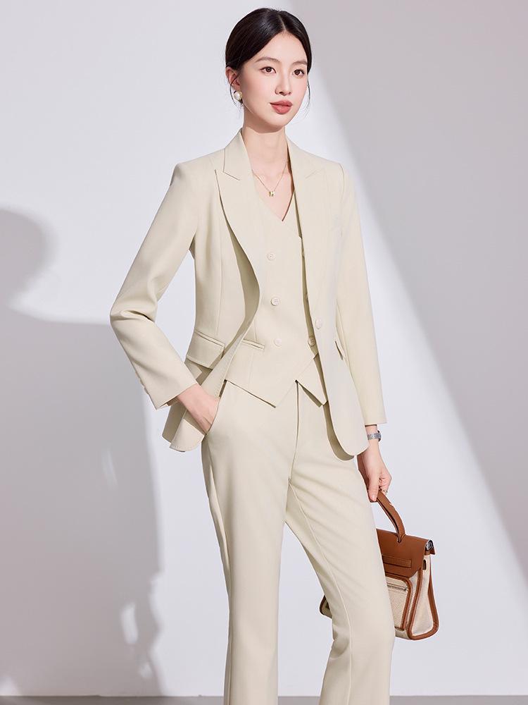 Women's High-End Pink Suit Set: 2025 Spring/Autumn Professional Vest for Management Workwear