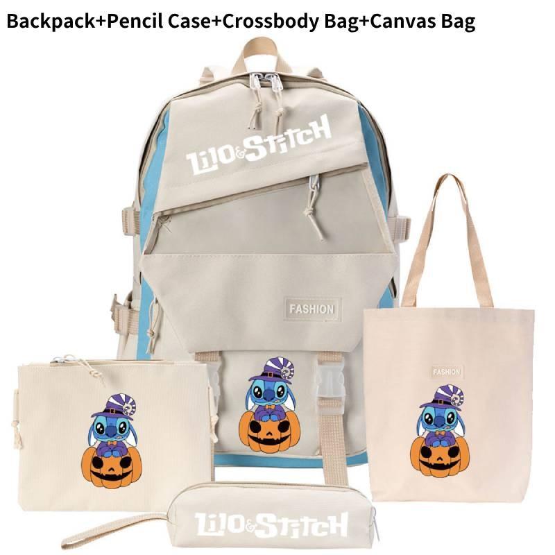 Stylish And Versatile Stitch Backpack Set With Four Unique Pieces For Students