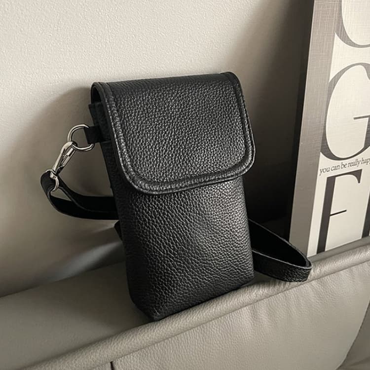 

Мини-сумка для мобильного телефона с узором личи, женская сумка-мессенджер чёрный