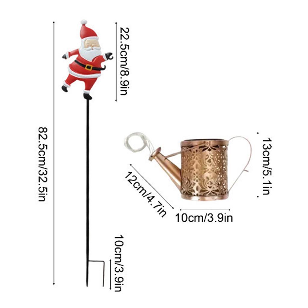 Solar Santa Watering Can Light Kettle for Park Porch Patio Warm