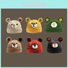 Cute Bear Knitted Hat Women Winter Cartoon Warm Unisex Beanie Japanese Handmade
