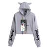 Women's Cat Ear Hoodie with Berserk Print - Cropped Style