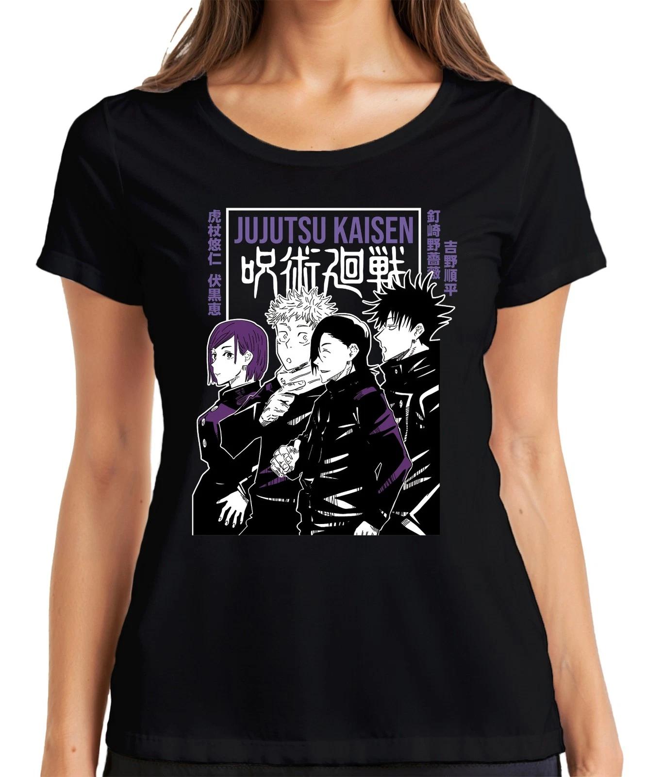 Jujutsu Kaisen Manga Anime Ästhetik Charaktere Schwarz Lila Retro Damen T-Shirt M