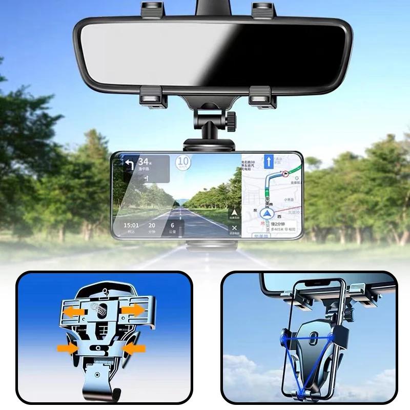 Universal 360°Rotatable Car Rearview Mirror Bracket Mobile Phone Base Gps Holder For Phone Car Accessories Interior Parts 2025