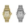 Womens Diamond Watch Tonneau Barrel-Shaped Luxury Quartz Wristwatch Bling Crystal Dress Watch Arabic Numerals Waterproof