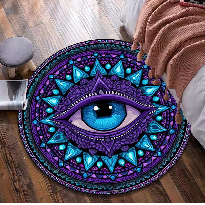 Psychedelic Eye  Circular Rug Office Decorative Carpet For Living Room Bedroom Door Mat Floor Rug Computer Chair Area Rug Viking Theme Decor