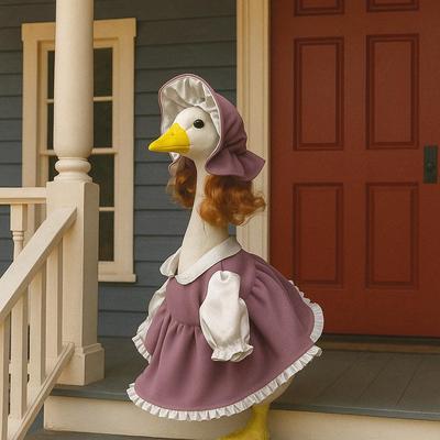 Purple Lace Long Skirt Goose Outfit - Cute Christmas Courtyard Decoration