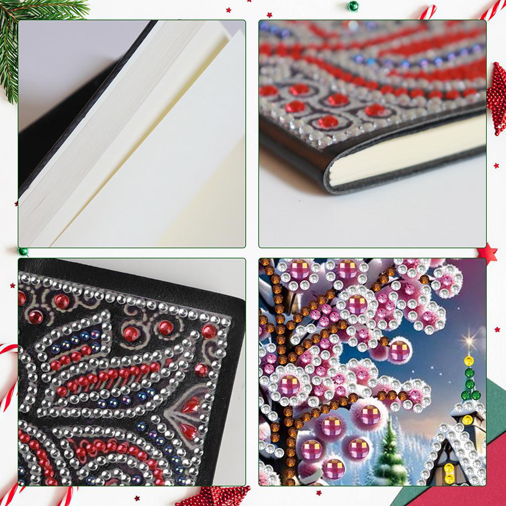 A5 Size Rhinestone Art Painting Notebook Kit with Crystal Pendant Bookmark Diamond Painting Notebook Set Holiday Birthday Gift