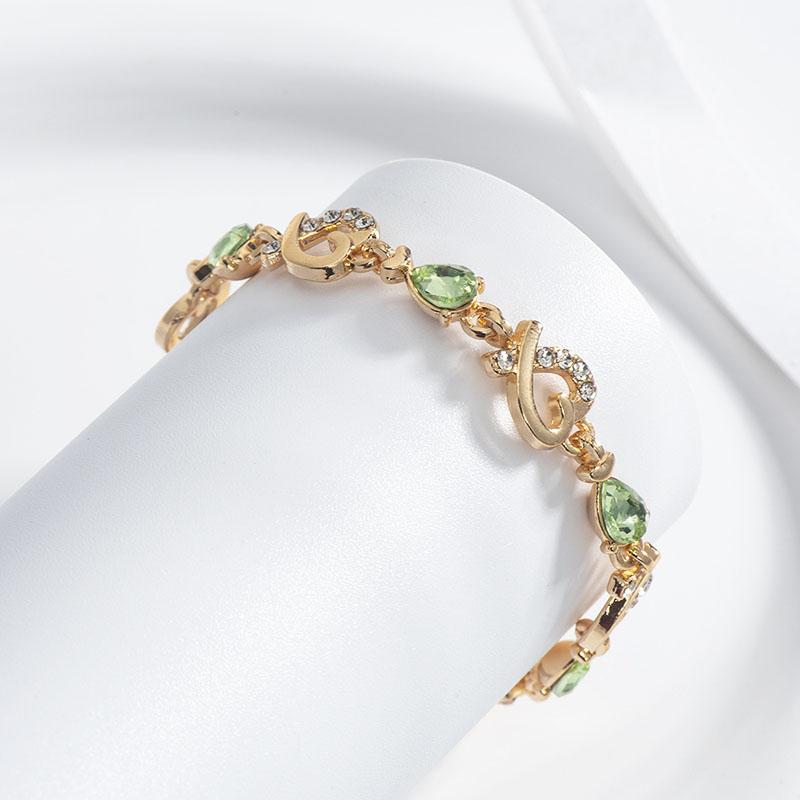 French Retro Gemstone Vine Bracelet Women Pear Cut Zircon Leaf Charm Bracelet Elegant Evening Party Jewelry Gift