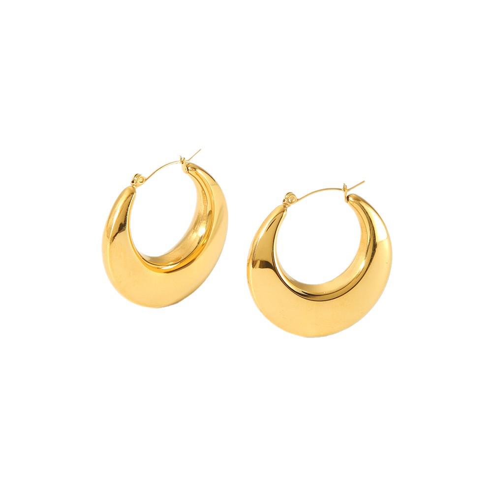 Gold-Plated Titanium Crescent Moon Earrings - Eco-Friendly Stainless Steel Studs