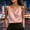 Canotta da Donna in Raso Senza Maniche con Incrocio sul Davanti e Scollo a V Camicetta Casual Leggera Camicia Estiva per l'Uso Quotidiano