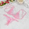 Sexy Women Lady Lingerie See Through Lace Underwear Sleepwear Lace Up Bra +Open Crotch G-string Erotic Set For Woman