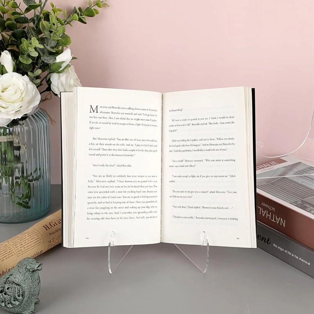 Shallow Support Ledges Acrylic Flat Plate Stand Clear 60-Degree Angle Display Easel Stand Back Elegant Book Stand Picture Frame