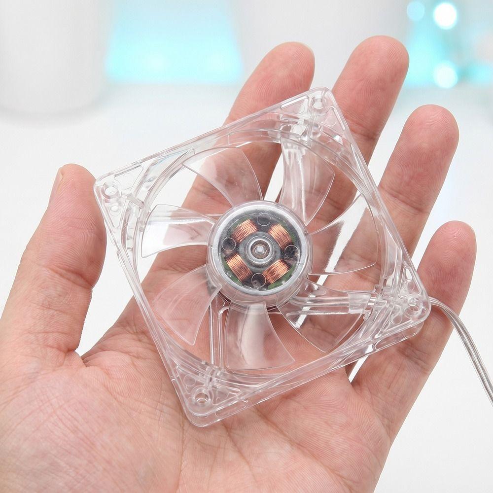 8cm Size USB Cooling Fan LED Light 5V Power Transparent Cooling Fan Colorful Light Computer Cooling Fan Cooling Case