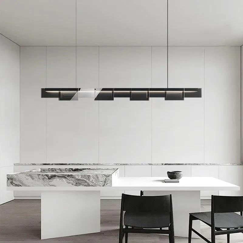 Full-spectrum Italian minimalist luxury glass dining room lamp Modern designer online celebrity led bar chandelier