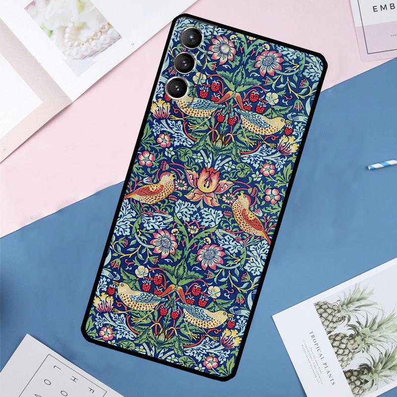William Morris Strawberry Thief Case For Samsung Galaxy S22 S23 S24 Ultra S9 S10 Plus Note 10 20 Ultra S20 S21 FE Cover