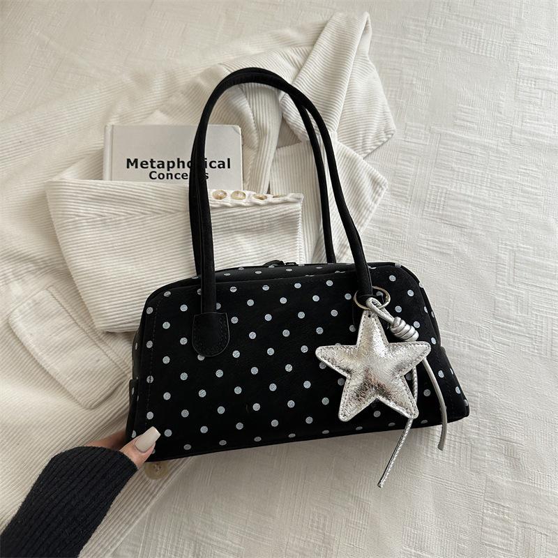 Korean Style Women's Polka Dot Bowling Bag: Large Capacity Pillow Bag for Trendy Daily Commutes
