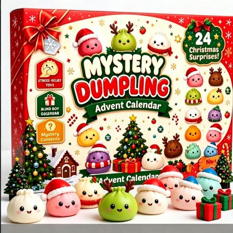 Vánoční Squishy Adventní kalendář 2026, Fidget Odpočítávací kalendář Překvapení Senzorické Fidget pro dospělé Vánoční párty Dárky