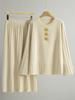 Women's Cross-Border Loose Suit: Spring/Autumn Sweater Cardigan & Pleated Skirt Two-Piece Set