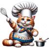 Cute Cat Chef Animal Wall Sticker Kitchen Restaurant Decoration Cabinet Refrigerator Home Decoration Waterproof Stickers S414