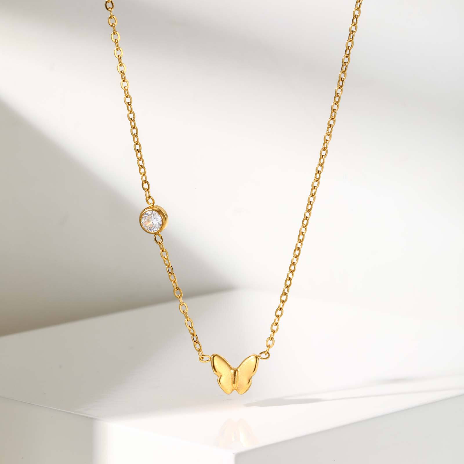 Butterfly Charm Necklace for Women, Stainless Steel Dainty Butterfly Choker Necklace, Non Tarnish Jewelry 40cm-45cm