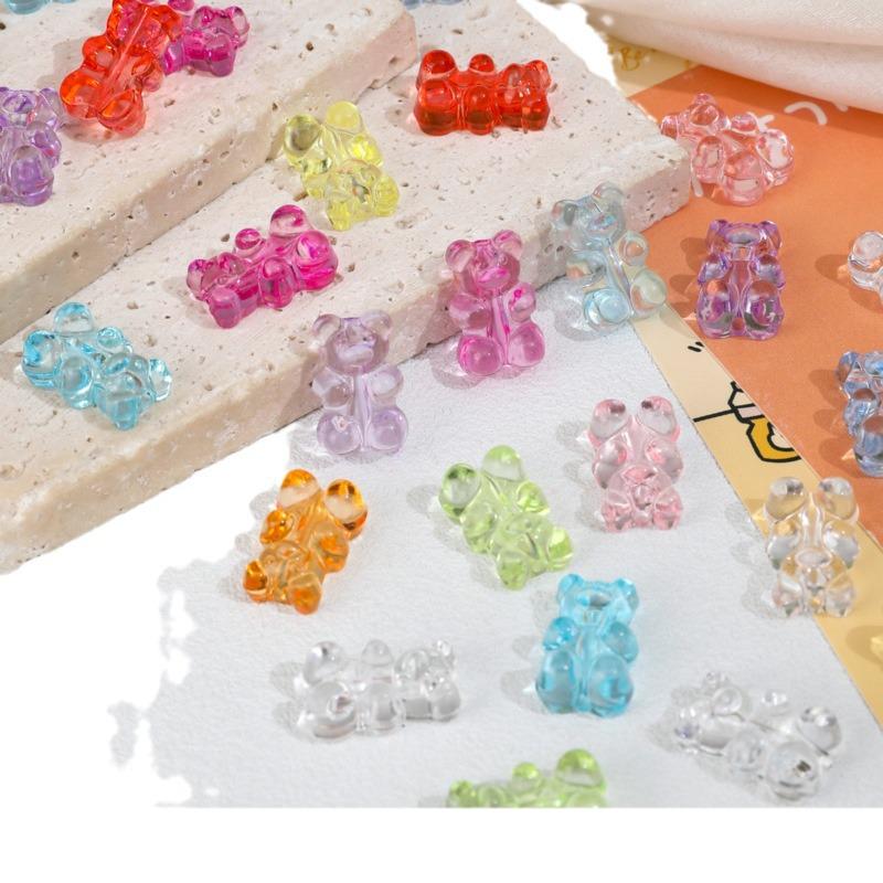 316 Multi-color Transparent Acrylic Bear Beads for DIY Hair Ties, Phone Chains, Bag Chains, and Accessories