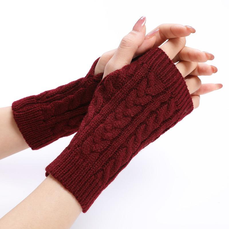 Botvotee Gloves for Women Y2k Half Finger Winter Winter Soft Warm Knitting Arm Gloves Warm Fingerless White Red Mitten Guantes