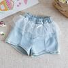 Girls Summer Cute Bow Short Sleeve T Shirt And Denim Shorts Set Baby Casual Two Piece Outfit