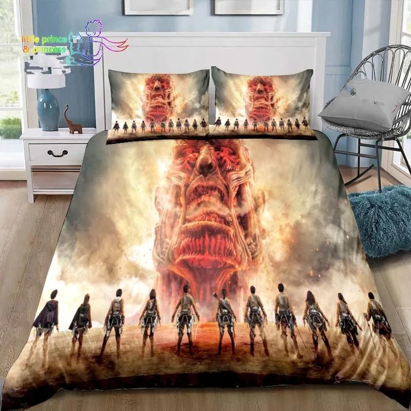 Anime Attack On Titan 3D Print Bedding Set Single Twin Full Queen King Size Bed Set Adult Kid Bedroom Bedding Gift