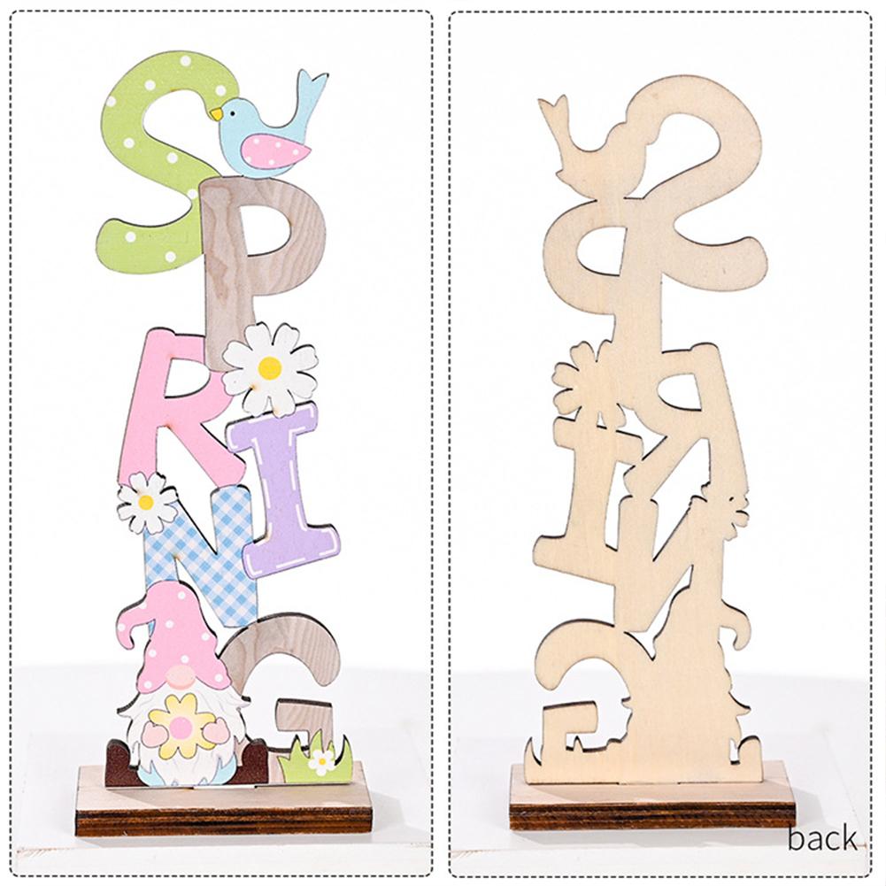 Colorful Wooden Easter  Ornaments Multiple Easter Elements Letter Plate Decorations For Home Office Party Workplace Exquisite Gifts