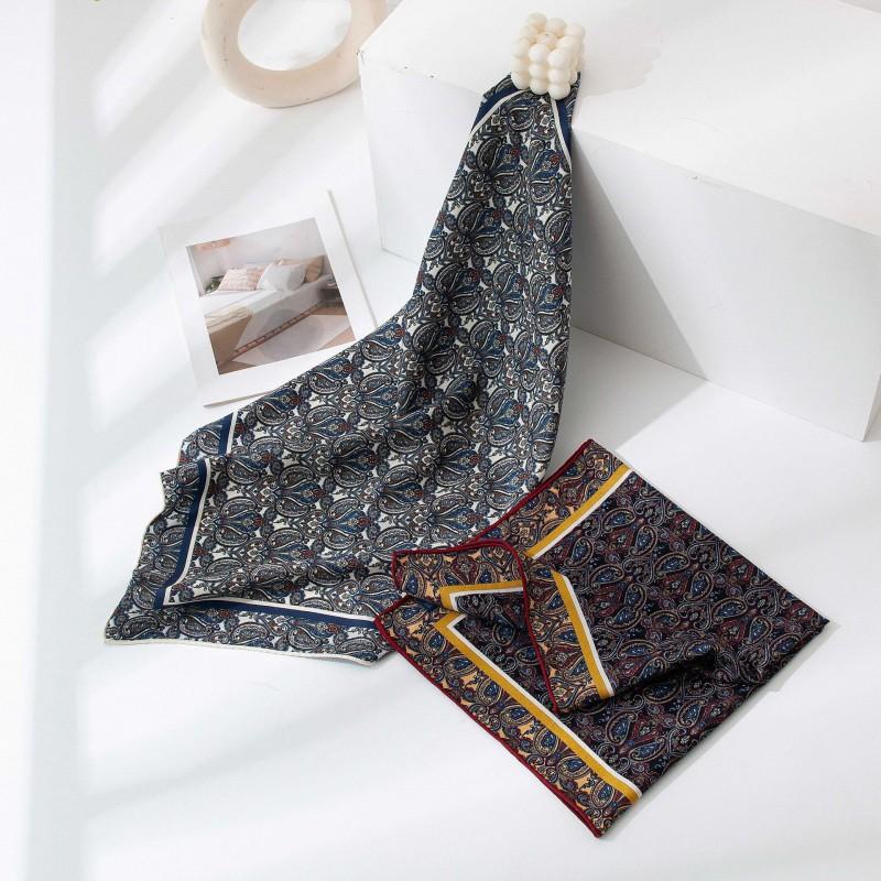 Womens Double-Sided Printed Wool Silk Scarf Square Shawl Elegant Stylish Accessory Fall Winter
