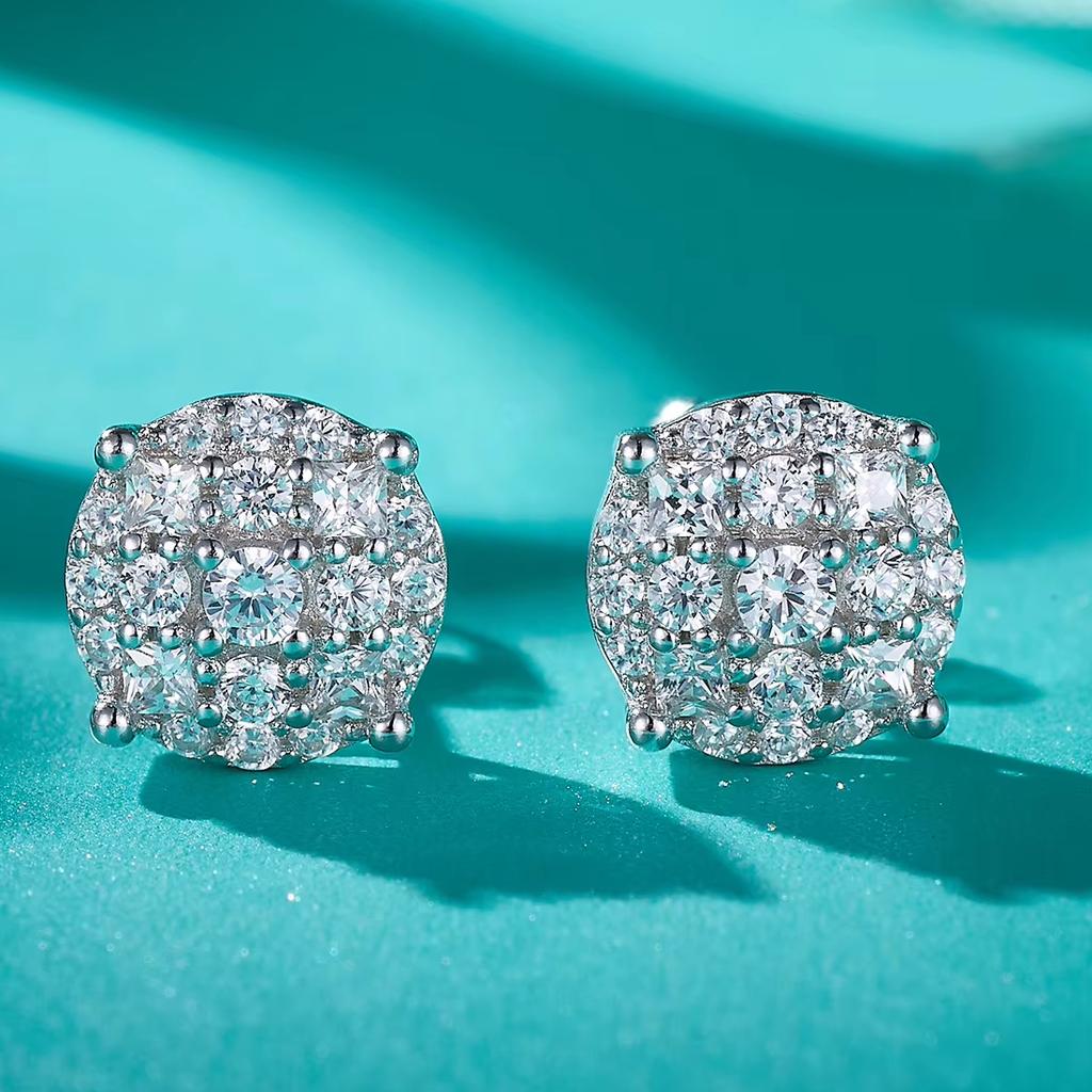 925 Sterling Silver VVS Moissanite Earring Round Fine Jewelry Weddings Birthdays S925 Silver Stud Earrings