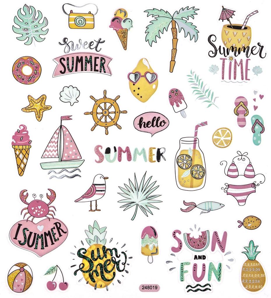 Decorative Stickers With Glitter Summer Holidays 32 Pcs