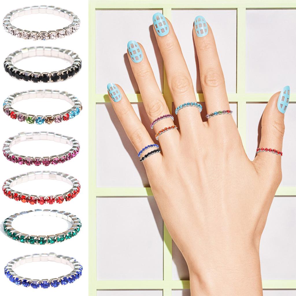 Elastic Moissanite Stackable Rings Contemporary Moissanite Elastic Rings Adornment for Fashion Forward Individuals