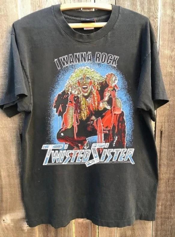 Twisted Sister  I Wanna Rock tour 90s Charcoal T shirt tee Unisex T-Shirt XXXXL