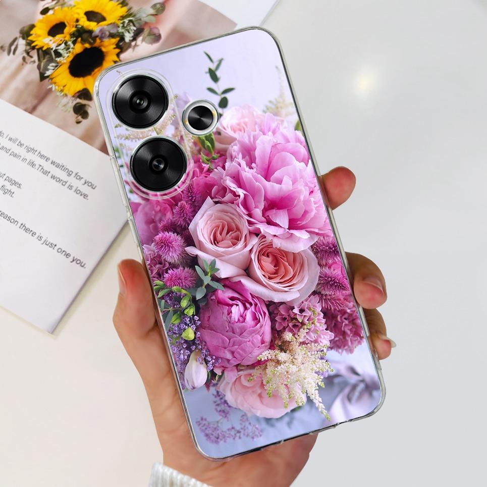 Flower Butterfly Women Fashion Back Cover For Xiaomi Redmi Turbo 3 Phone Funda Transparent Soft TPU Silicone Coque For Poco F6