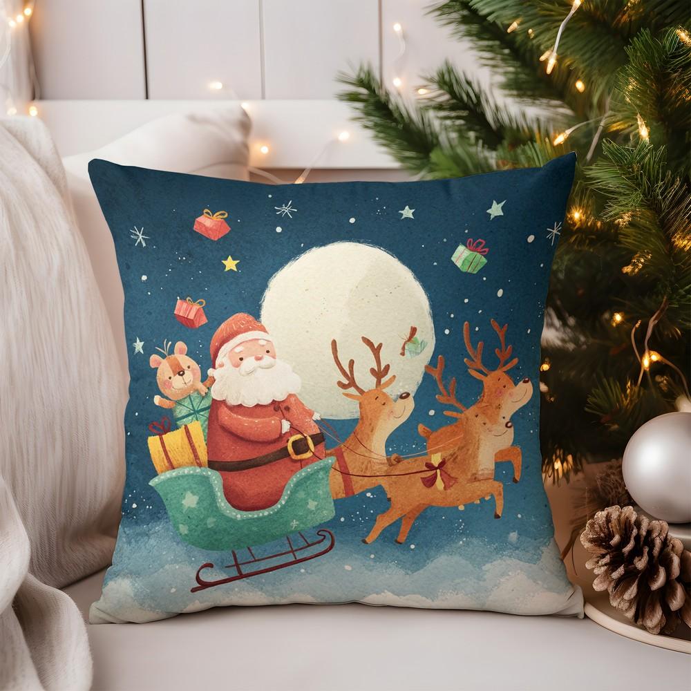 Heimdeko Buntes beleuchtetes Weihnachtsbaum-Muster Kissenmuster Kissenbezug Geeignet für Sofa Schlafzimmer Auto Kissenbezug