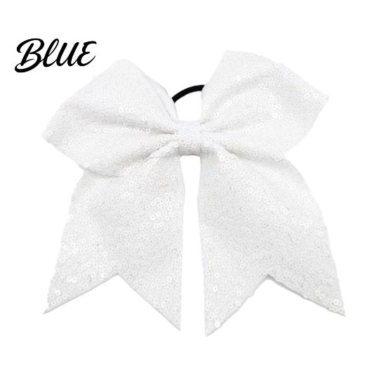 Large Glitter Bow Ties Sequins Hair Bows Elastic Tie Cheerleading Bands for Girls Band Ponytail Holder Scrunchies Women Teens Kids Colorful Sequin