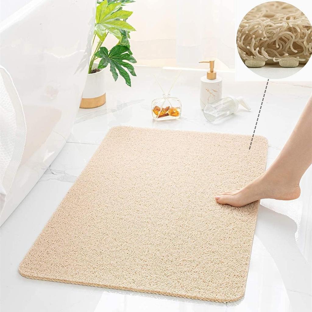 Anti Slip Shower Mat, Soft Textured Bath Mat, Easy Drain Non Slip Comfort Bathtub Mats, Quick Drying PVC Loofah Bathroom Mats, Phthalate Free (15.5"