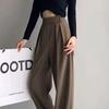 Plus Size High Waist Wide-Leg Autumn Trousers - Loose, Slimming, Floor-Length Design for Women