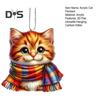 Cat Pendant Acrylic Mini Cartoon Cat Wearing Scarf Ornament Kitten Hanging Ornament for Xmas Tree Car Backpack