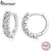 BAMOER Moissanite Hoop Earrings for Women 925 Sterling Silver Hypoallergenic Wedding Huggie Earrings with White Gold Plated
