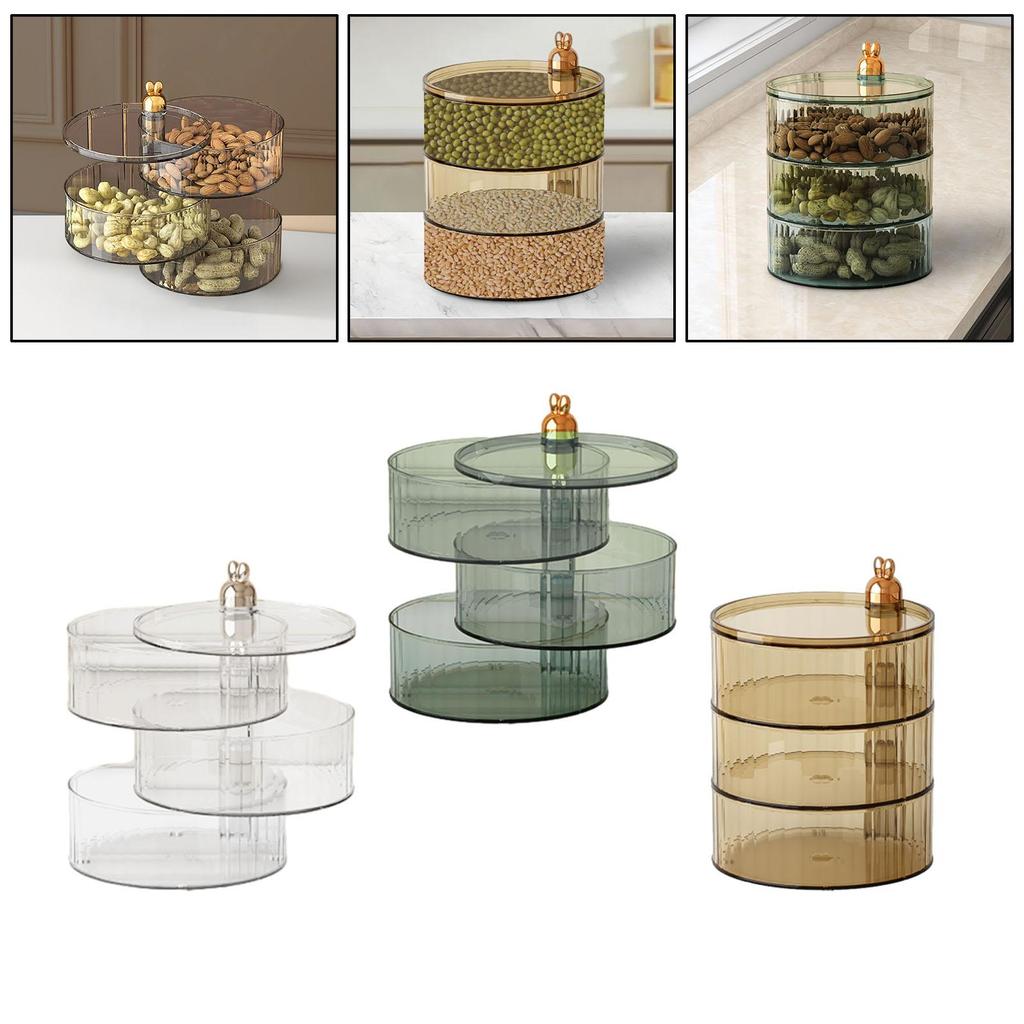 3 Layer Dried Fruit Tray Transparent Snack Plates Nuts Container for Living Room