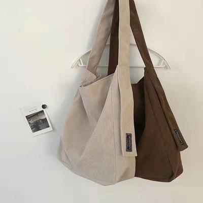 Women Cotton Cloth Fashion Canvas Tote Shopping Bags Woman Handbags Reusable Travel Bags Large Corduroy Shoulder Shopper Bag