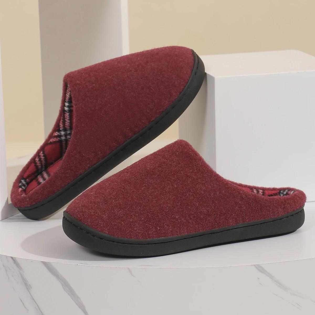 

Fashion Women s Soft Sole Comfortable Home Slippers Lightweight Non Slip Flat Slides Woman Winter Warm Indoor Bedroom Cotton Slippers 36-37 вино красного