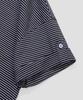 AGOD Roll-Up Snap Henley Neck Striped Half T-Shirt [Black]